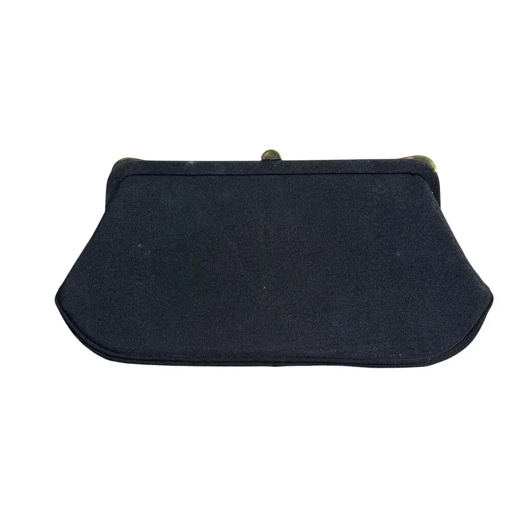 Vintage L and M Clutch Handbag Purse Black and Gold Tone